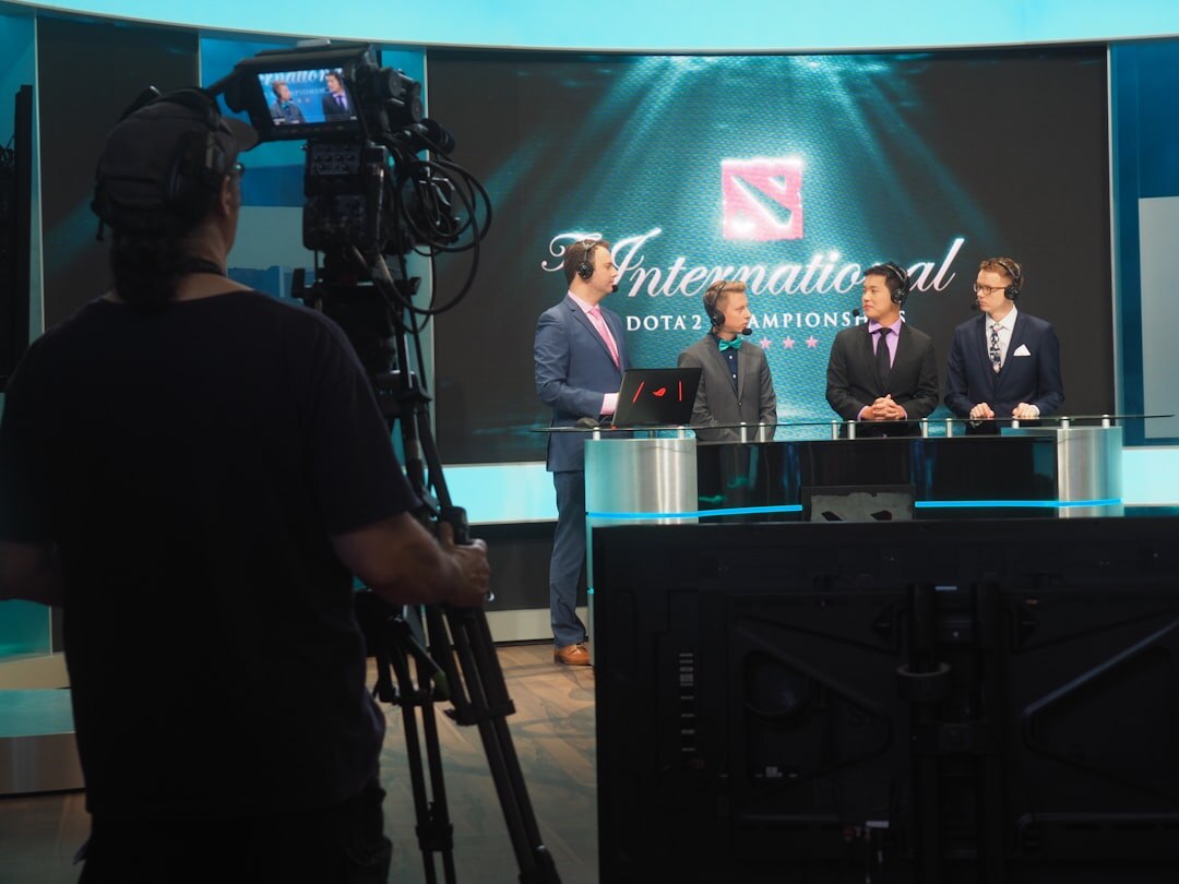 Professional camera training session in a TV studio